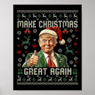 Make Christmas Great Again Funny Santa Trump 2024 Poster