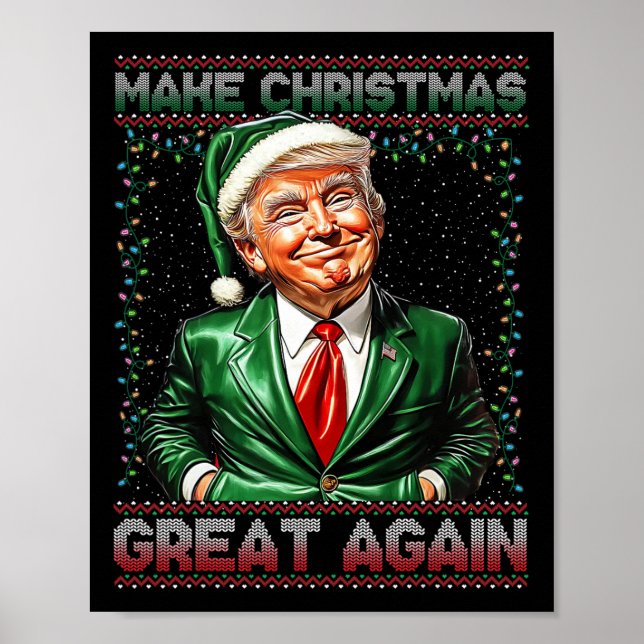 Make Christmas Great Again Funny Santa Trump 2024  Poster (Front)