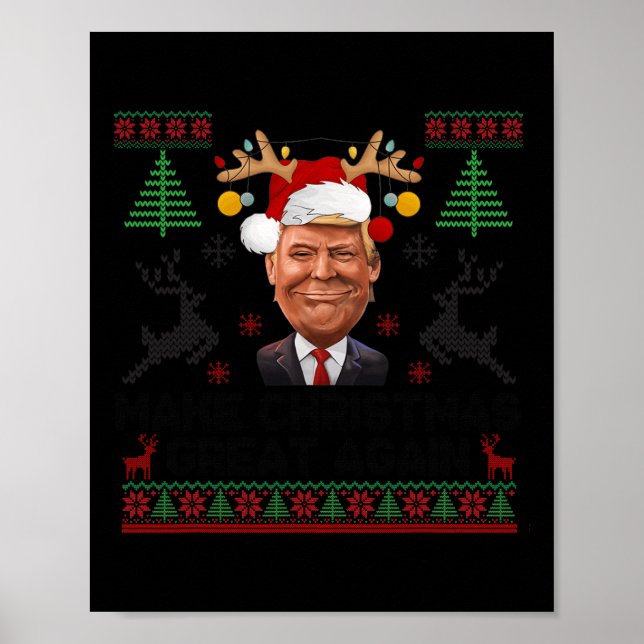 Make Christmas Great Again Funny Santa Trump 2024  Poster (Front)
