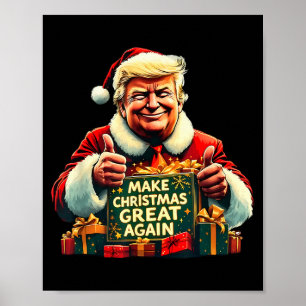 Make Christmas Great Again Funny Santa Trump 2024 Poster