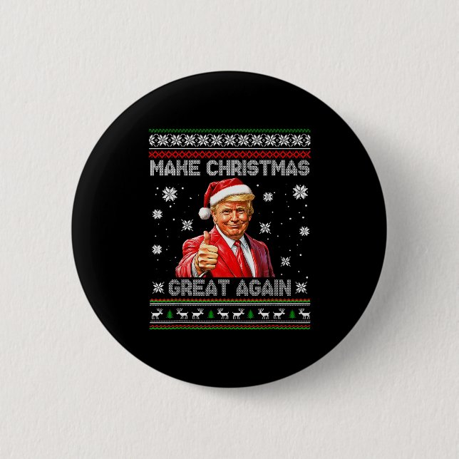 Make Christmas Great Again Funny Santa Trump 2025  Button (Front)