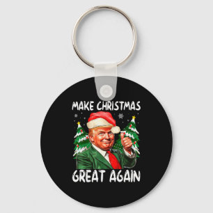 Make Christmas Great Again Funny Santa Trump 2025 Keychain
