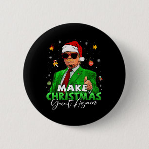 Make Christmas Great Again Funny Santa Trump Chris Button