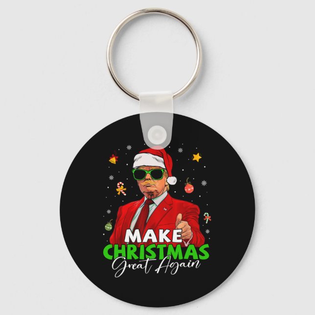 Make Christmas Great Again Funny Santa Trump Chris Keychain (Front)