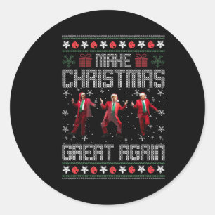 Make Christmas Great Again Funny Santa Trump Dance Classic Round Sticker