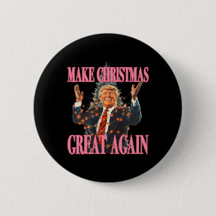 Make Christmas Great Again Funny Santa Trump Xmas Button