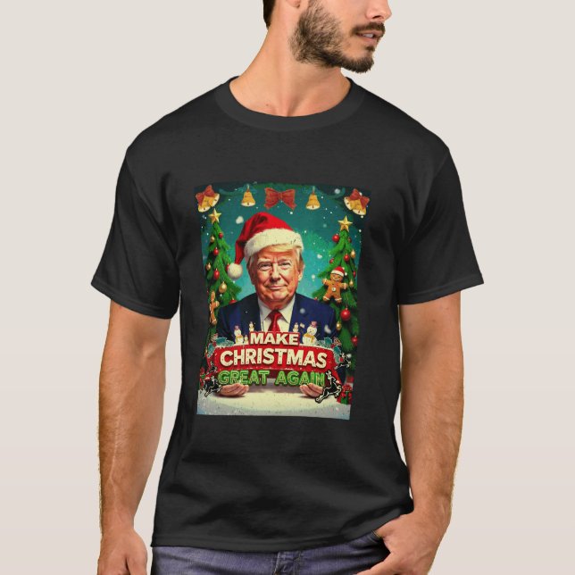 Make Christmas Great Again Funny Santa Trump Xmas  T-Shirt (Front)