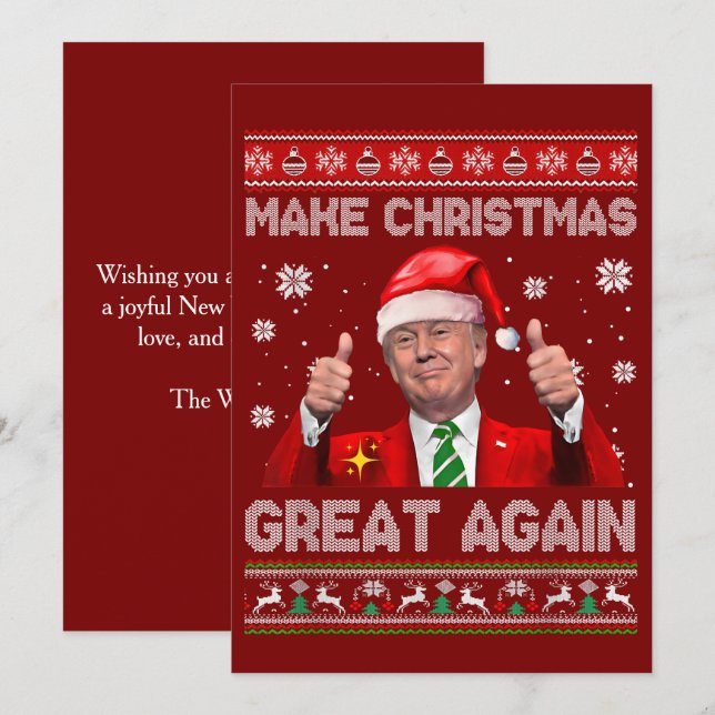 Make Christmas Great Again, Funny Trump Christmas  Holiday Card (Front/Back)