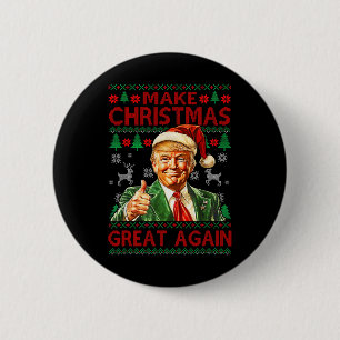 Make Christmas Great Again Funny Trump Santa Hat X Button