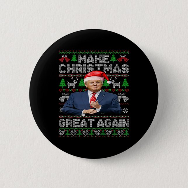 Make Christmas Great Again Funny Trump Santa Hat X Button (Front)