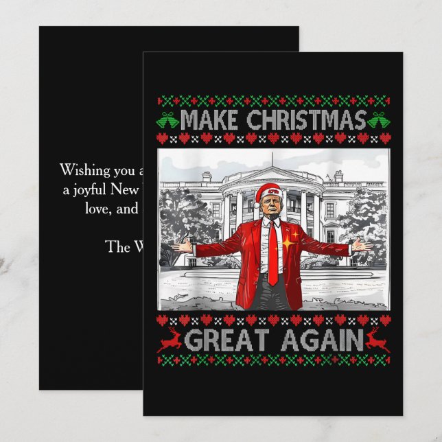 Make Christmas Great Again Funny Trump Ugly Black Holiday Card (Front/Back)