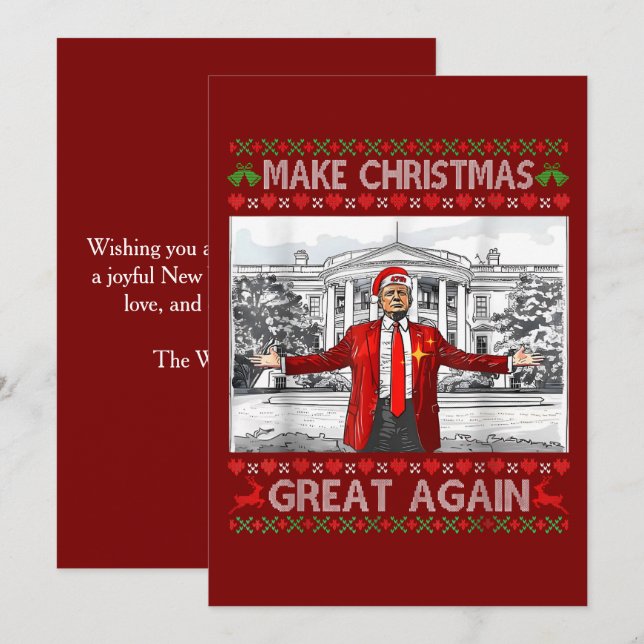 Make Christmas Great Again Funny Trump Ugly Holiday Card (Front/Back)