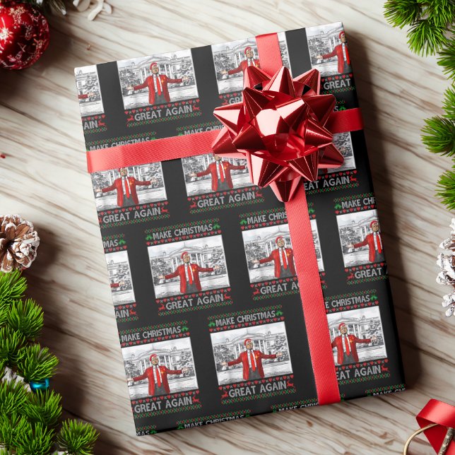 Make Christmas Great Again Funny Trump Ugly Wrapping Paper (Creator Uploaded)