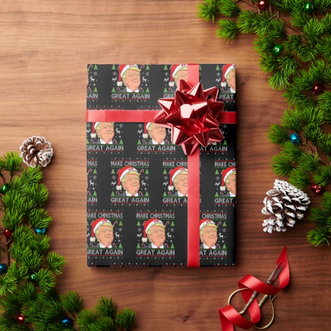 Make Christmas Great Again Funny Trump Ugly Xmas Wrapping Paper (Holiday Gift)