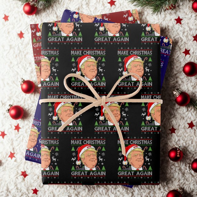 Make Christmas Great Again Funny Trump Ugly Xmas Wrapping Paper Sheets (Creator Uploaded)