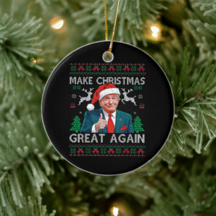 Make Christmas Great Again Funny Trump Xmas Ceramic Ornament