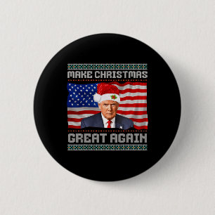 Make Christmas Great Again Funny Trump Xmas Snow P Button
