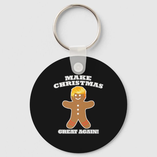 Make Christmas Great Again Ginger Bread Man Trump  Keychain (Front)