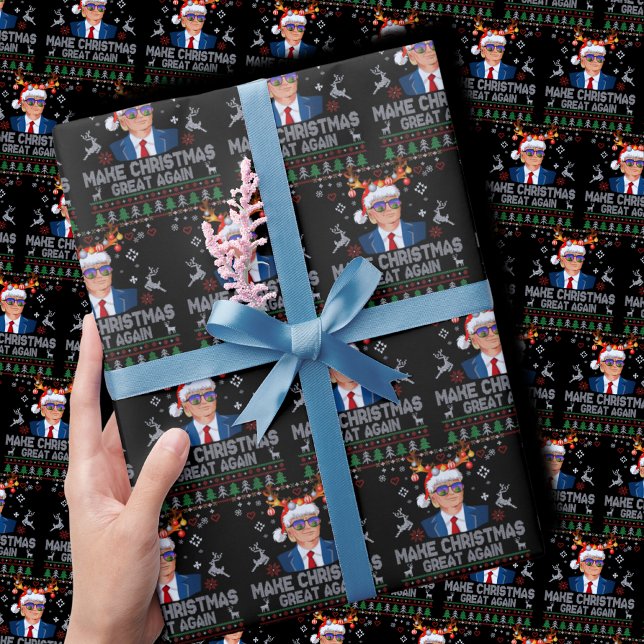 Make Christmas Great Again I Ugly Trump Wrapping Paper (Creator Uploaded)