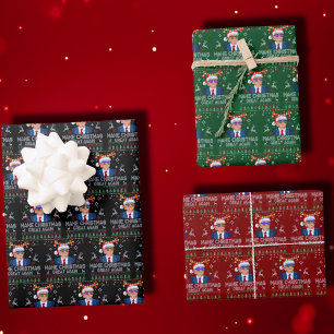 Make Christmas Great Again I Ugly Trump Wrapping Paper Sheets