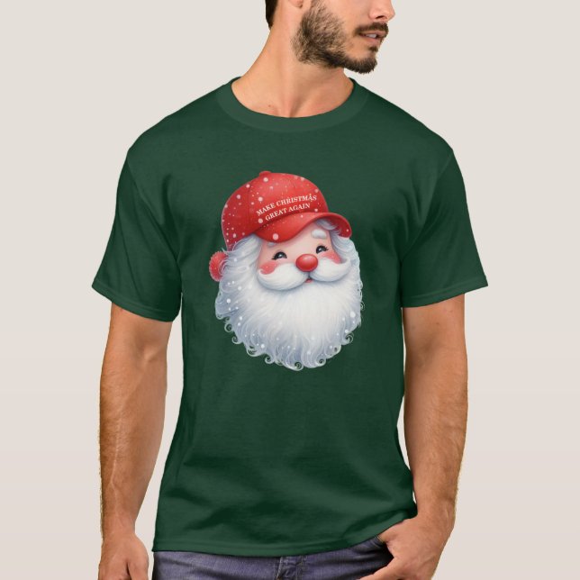 Make Christmas Great Again Maga GOP Santa T-Shirt (Front)