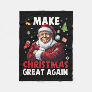 Make Christmas Great Again Santa Funny Trump Xmas Fleece Blanket