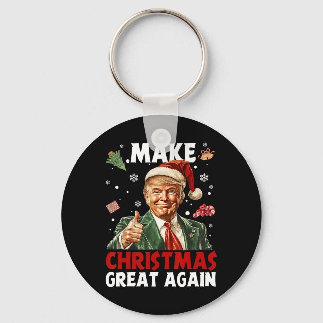 Make Christmas Great Again Santa Funny Trump Xmas  Keychain (Front)
