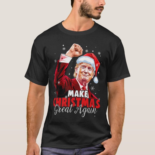 Make Christmas Great Again Santa Funny Trump Xmas  T-Shirt (Front)
