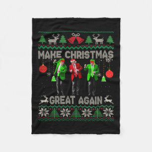 Make Christmas Great Again Santa Trump Dance Ugly Fleece Blanket