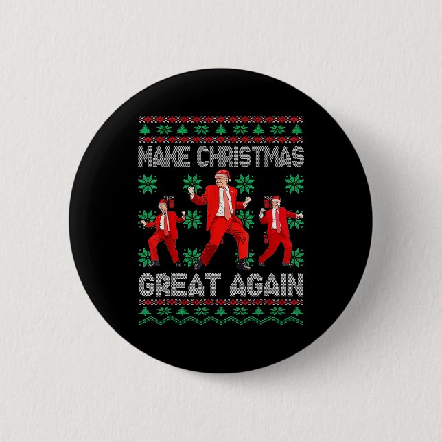 Make Christmas Great Again Santa Trump Dance Xmas  Button (Front)