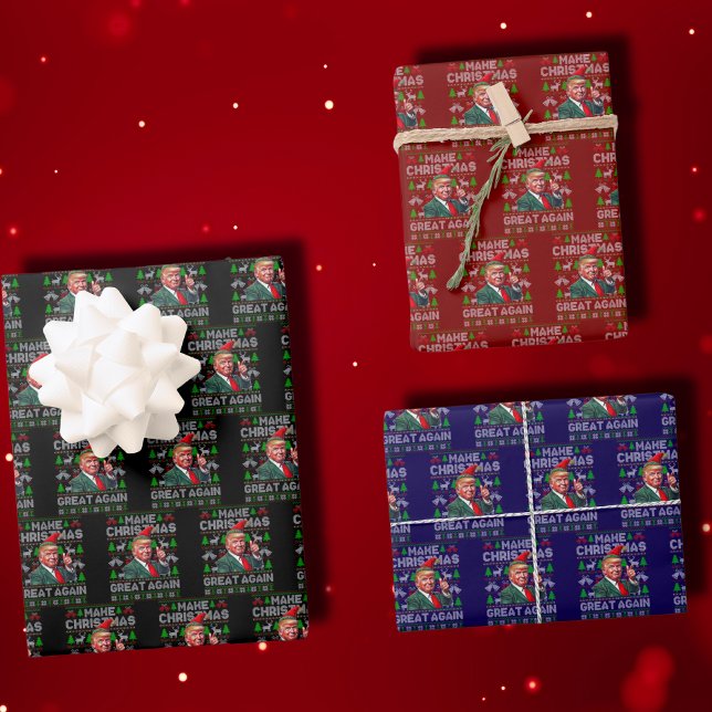 Make Christmas Great Again Santa Trump Xmas Ugly Wrapping Paper Sheets (Creator Uploaded)