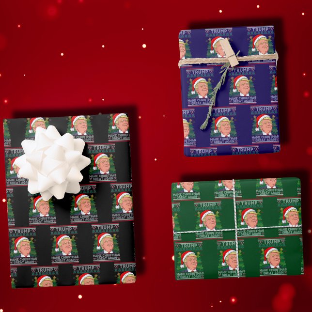 Make Christmas Great Again Santa Trump Xmas Ugly Wrapping Paper Sheets (Creator Uploaded)
