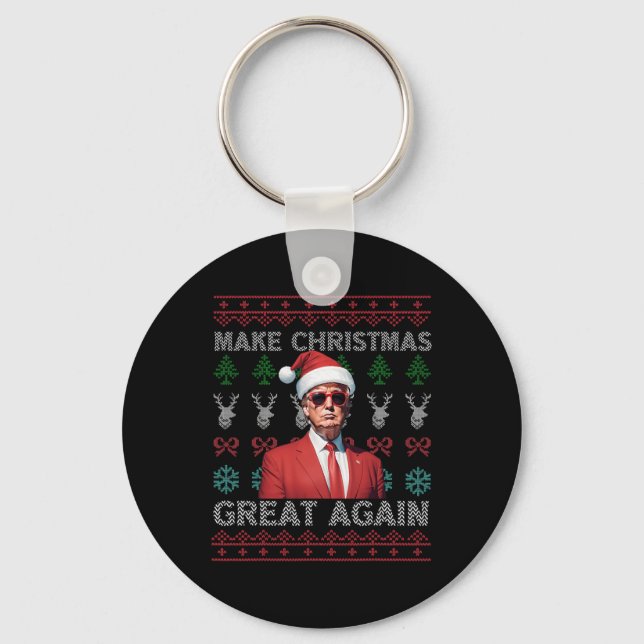 Make Christmas Great Again Trump Christmas Funny 2 Keychain (Front)