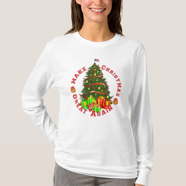 Make Christmas Great Again Trump Green Red Yellow T-Shirt (Front)