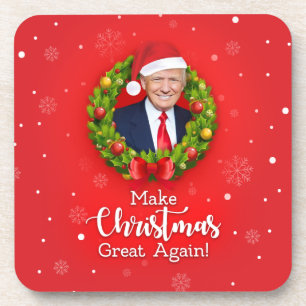 Make Christmas Great Again Trump MAGA funny gift Beverage Coaster