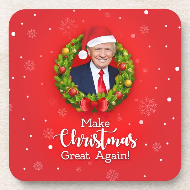 Make Christmas Great Again Trump MAGA funny gift Beverage Coaster (Front)