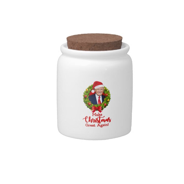 Make Christmas Great Again Trump MAGA funny gift Candy Jar (Front)