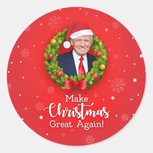 Make Christmas Great Again Trump MAGA funny gift Classic Round Sticker