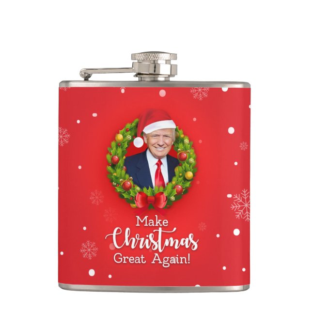 Make Christmas Great Again Trump MAGA funny gift Flask (Front)