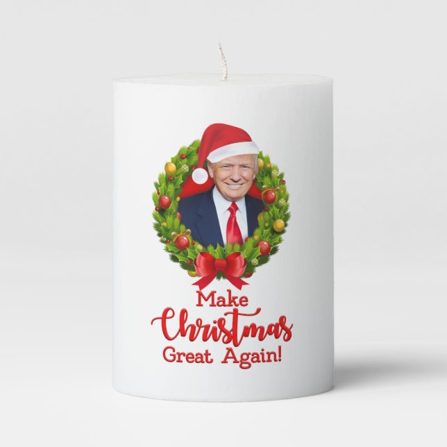 Make Christmas Great Again Trump MAGA funny gift Pillar Candle (Front)