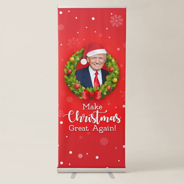 Make Christmas Great Again Trump MAGA funny gift Retractable Banner (Front)