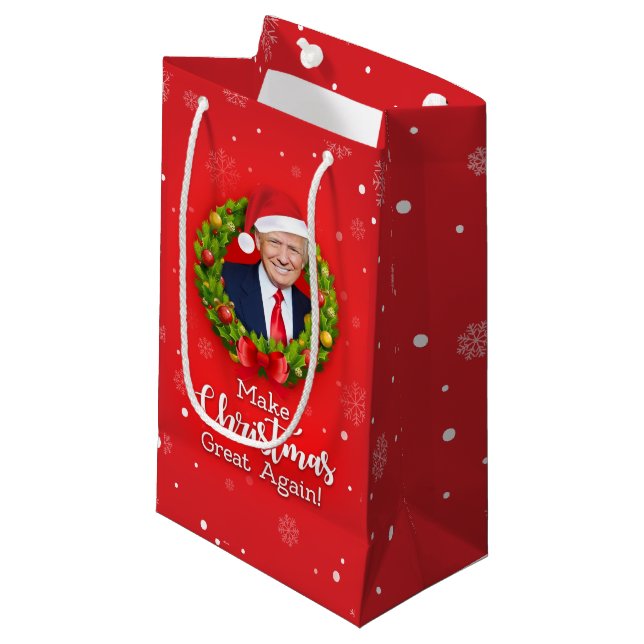 Make Christmas Great Again Trump MAGA funny gift Small Gift Bag (Front Angled)