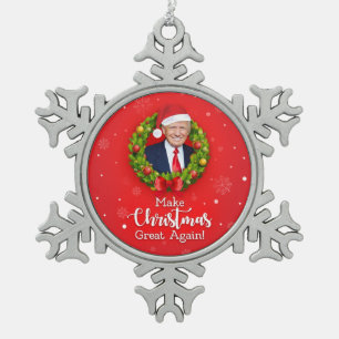 Make Christmas Great Again Trump MAGA funny gift Snowflake Pewter Christmas Ornament
