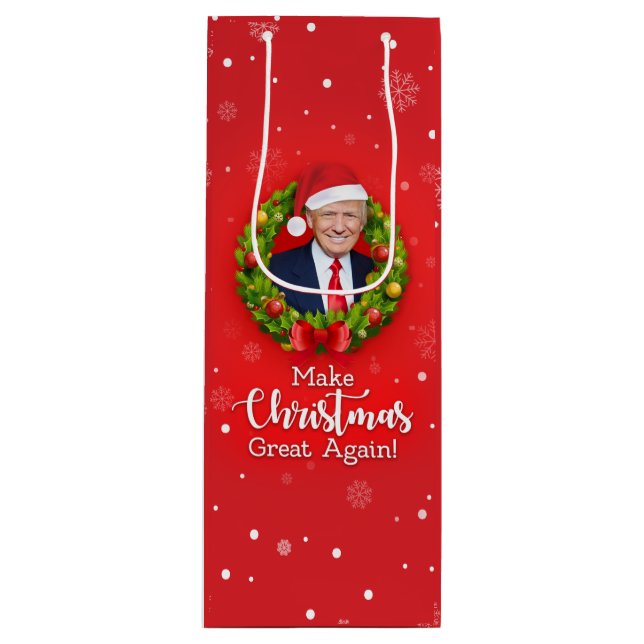 Make Christmas Great Again Trump MAGA funny gift Wine Gift Bag (Front)