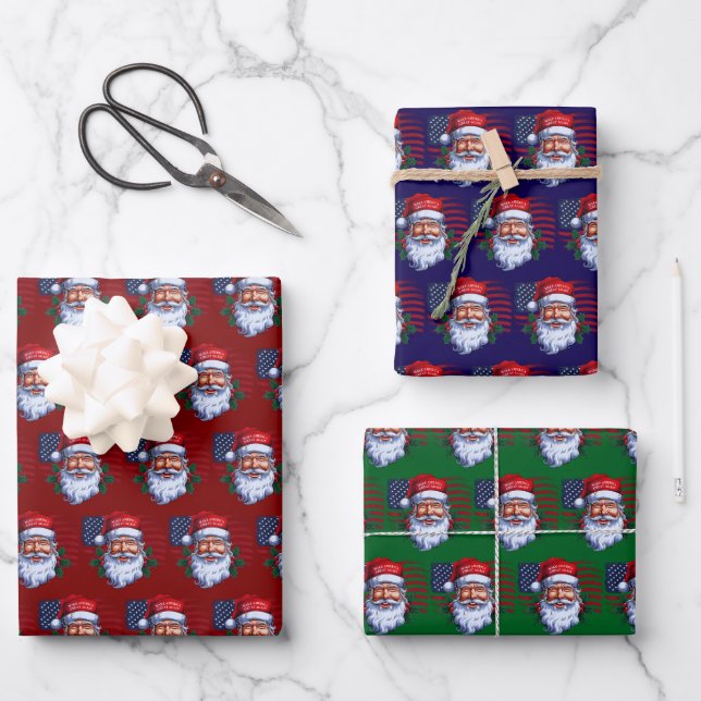 Make Christmas Great Again Trump Maga Wrapping Paper Sheets (Front)