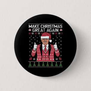 Make Christmas Great Again Trump Pajamas Ugly Button