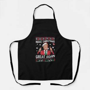 Make Christmas Great Again Trump Pajamas Ugly Xmas Apron