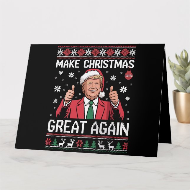 Make Christmas Great Again Trump Pajamas Ugly Xmas Card (Small Plant)