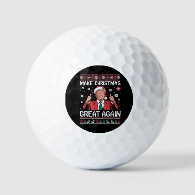 Make Christmas Great Again Trump Pajamas Ugly Xmas Golf Balls (Front)