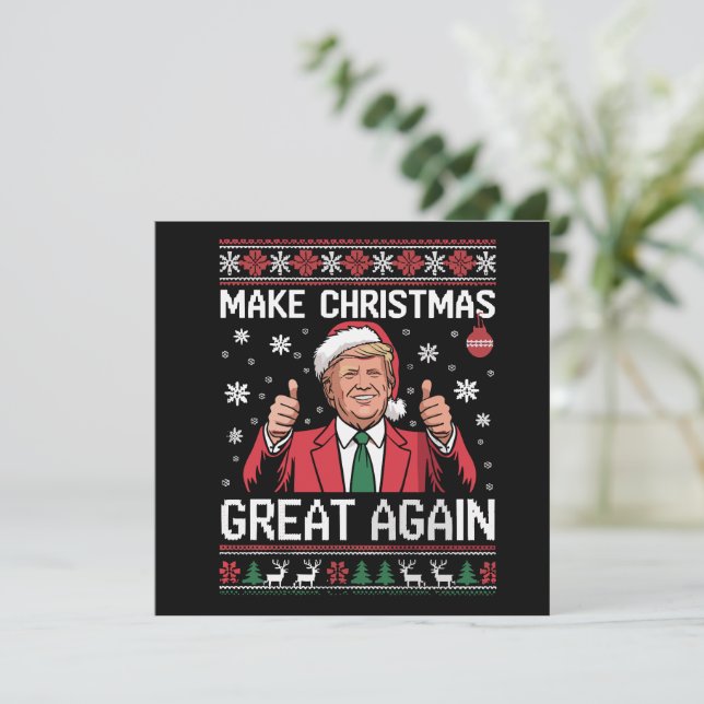 Make Christmas Great Again Trump Pajamas Ugly Xmas Invitation (Standing Front)